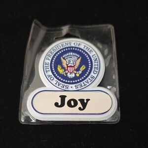 White and Blue Presidential Seal Magnetic Name Badge - Joy